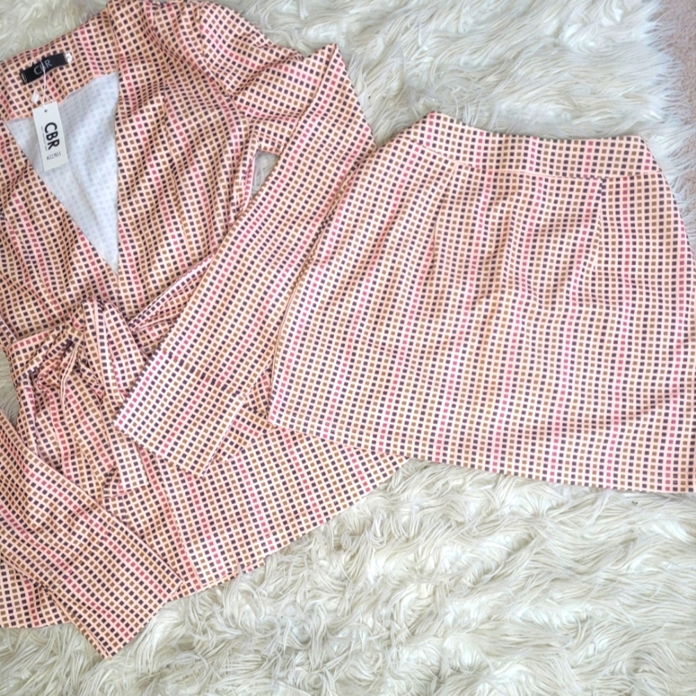 CBR Miniskirt Set Pink Peplum Wrap Miniskirt Women's - Picture 2 of 10